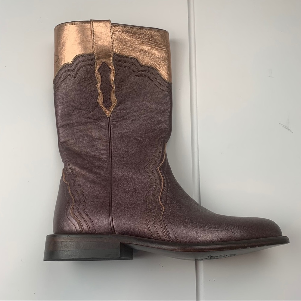 Lucchese Metallic Bronze Rose Gold Boots Size 6B - Picture 4 of 13